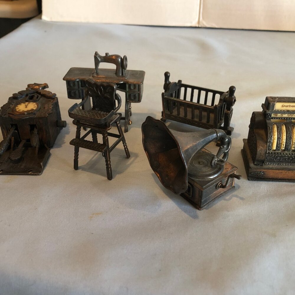 VINTAGE LOT of 2 Durham Industries Doll Cash Register, Crib, Sewing Machine #UPS